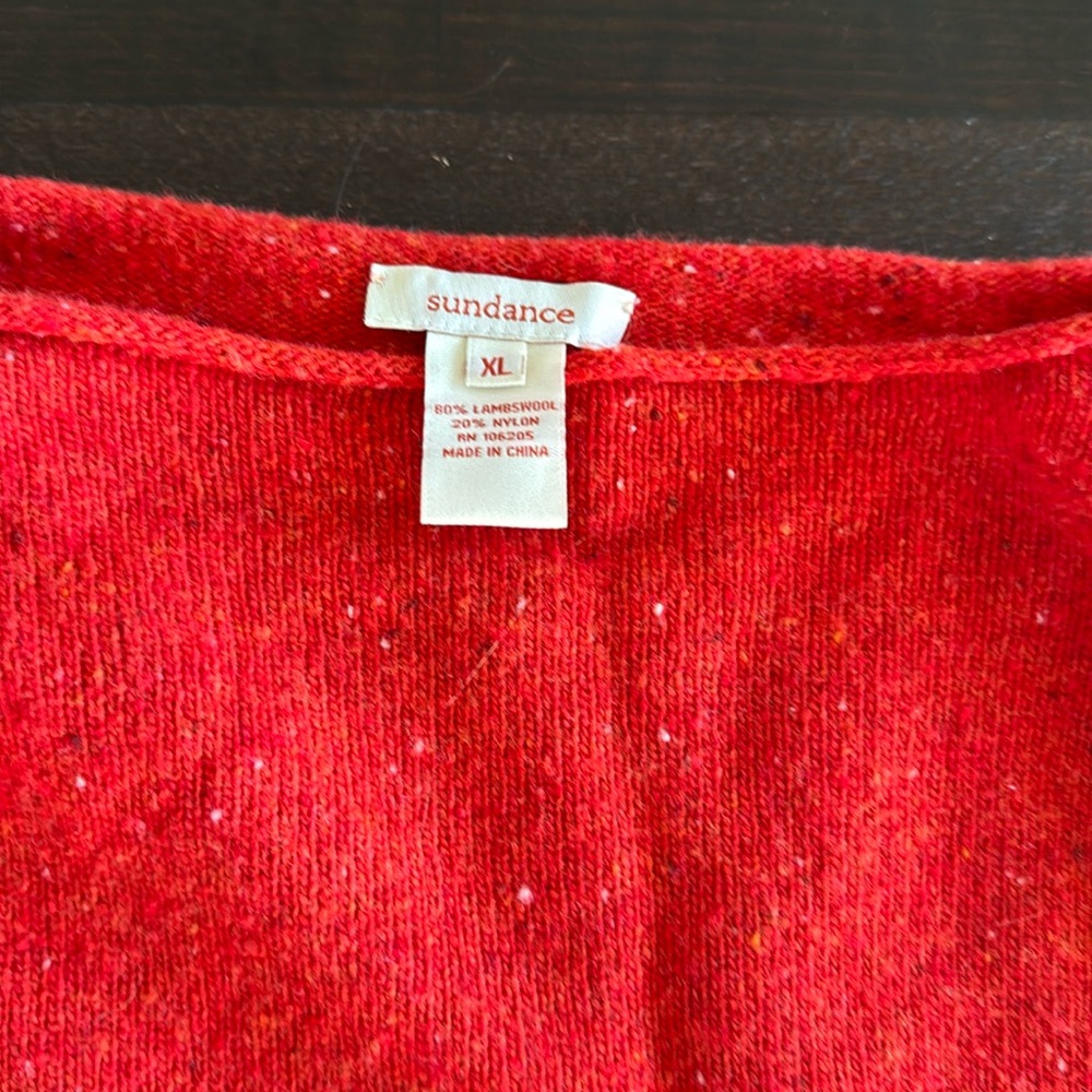 Sundance sweater!  Fabulous red with great details!  Size XL.